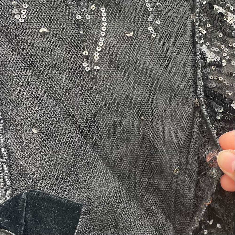Antique 1910s Black Silk Tulle Beaded Sequin Edwardian Mourning Gibson Girl Gown - Picture 11 of 16